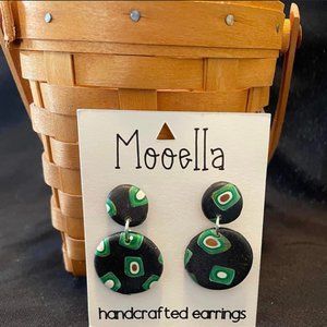 Green and Black Retro Earrings